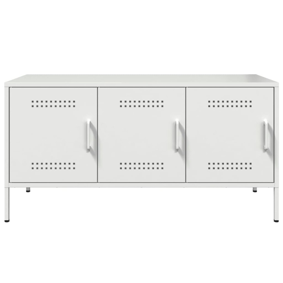 Mueble de TV de acero blanco 100,5x39x50,5