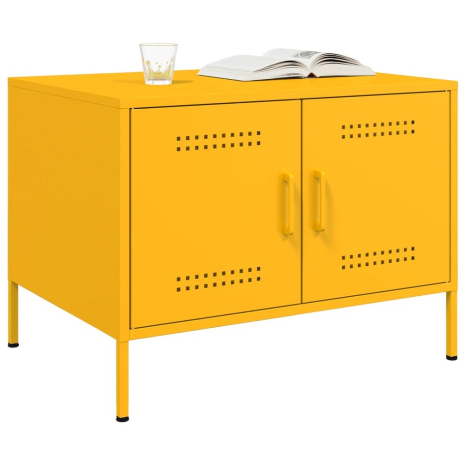 Mesa de centro acero amarillo mostaza 68x50x50,5