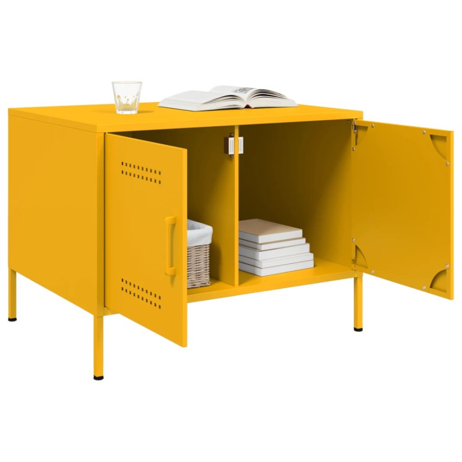 Mesa de centro acero amarillo mostaza 68x50x50,5