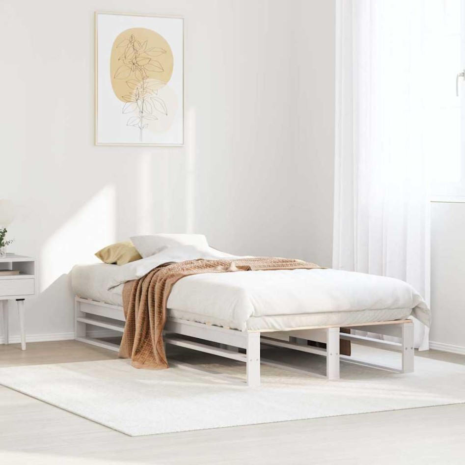 Estructura de cama sin colchón madera maciza blanca 75x190