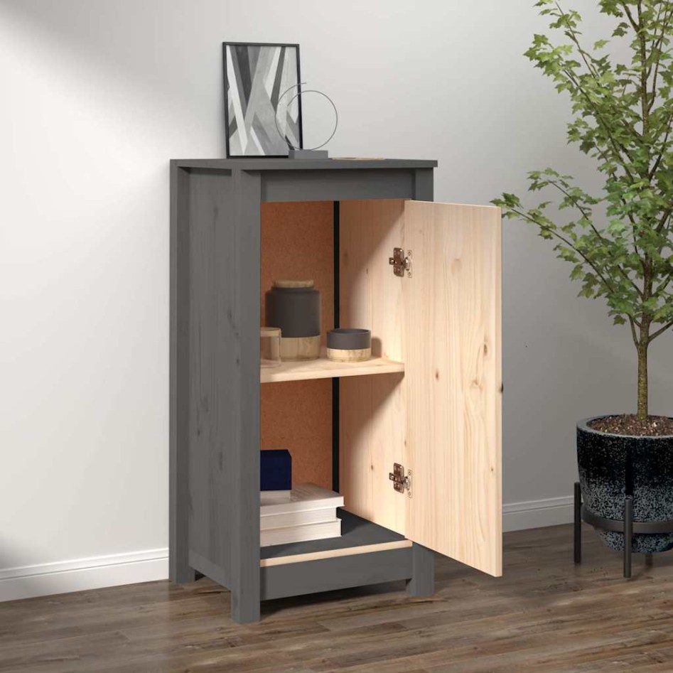 Aparador de madera maciza de pino gris 39x35x80