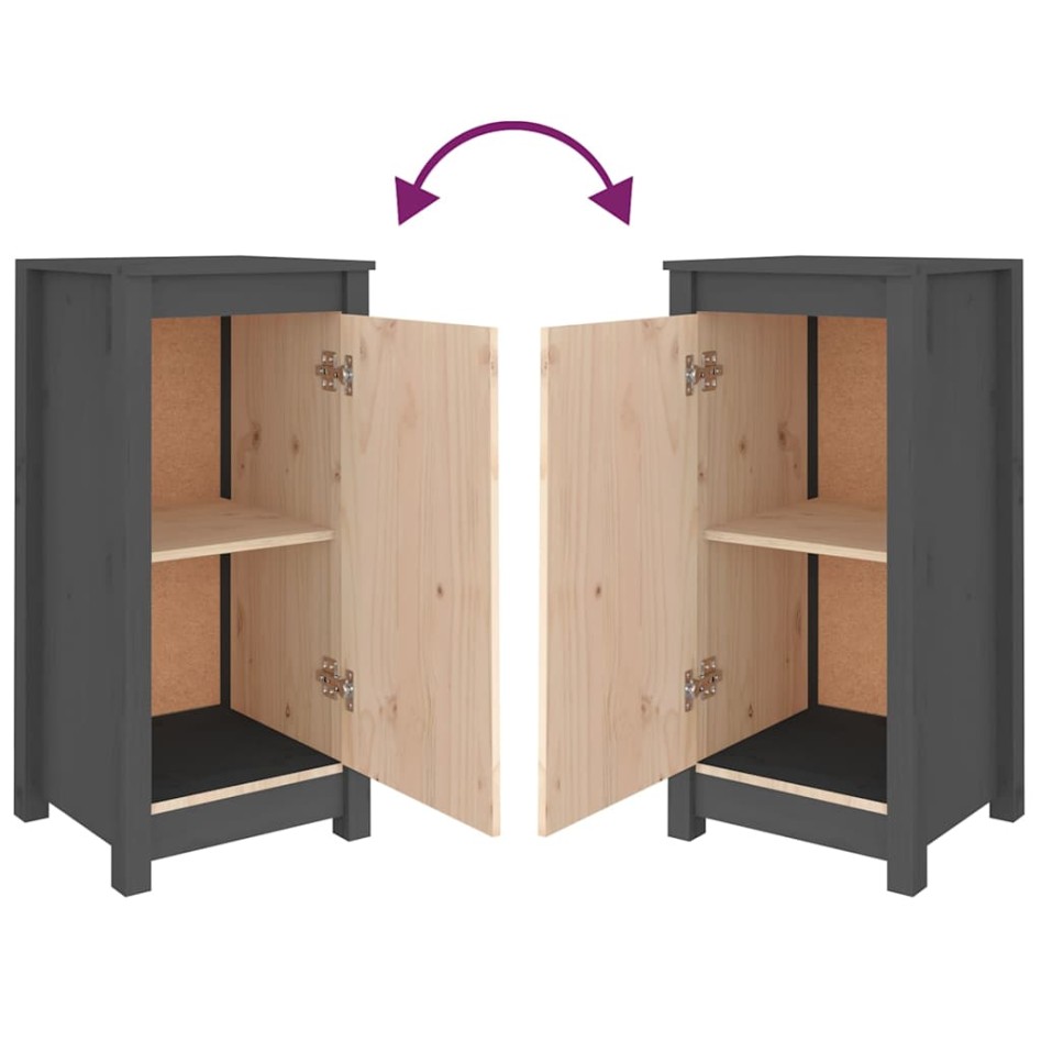 Aparador de madera maciza de pino gris 39x35x80