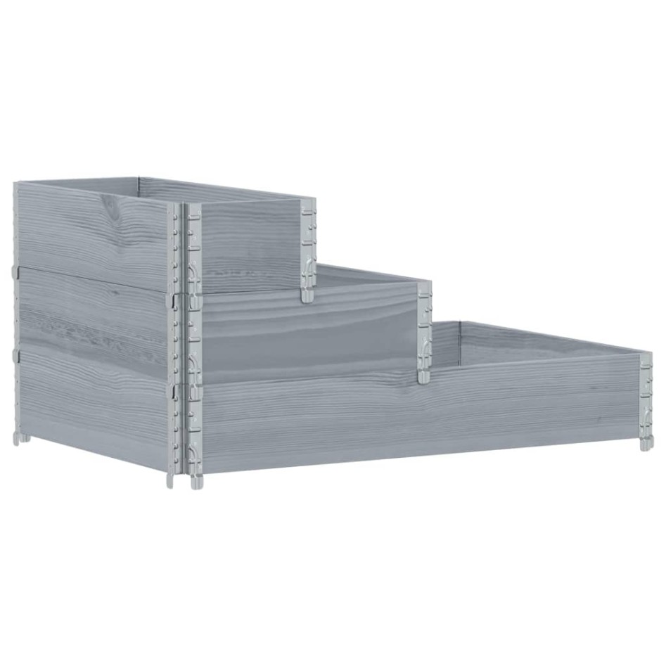 Arriate elevado de 3 niveles madera maciza pino gris 120x80