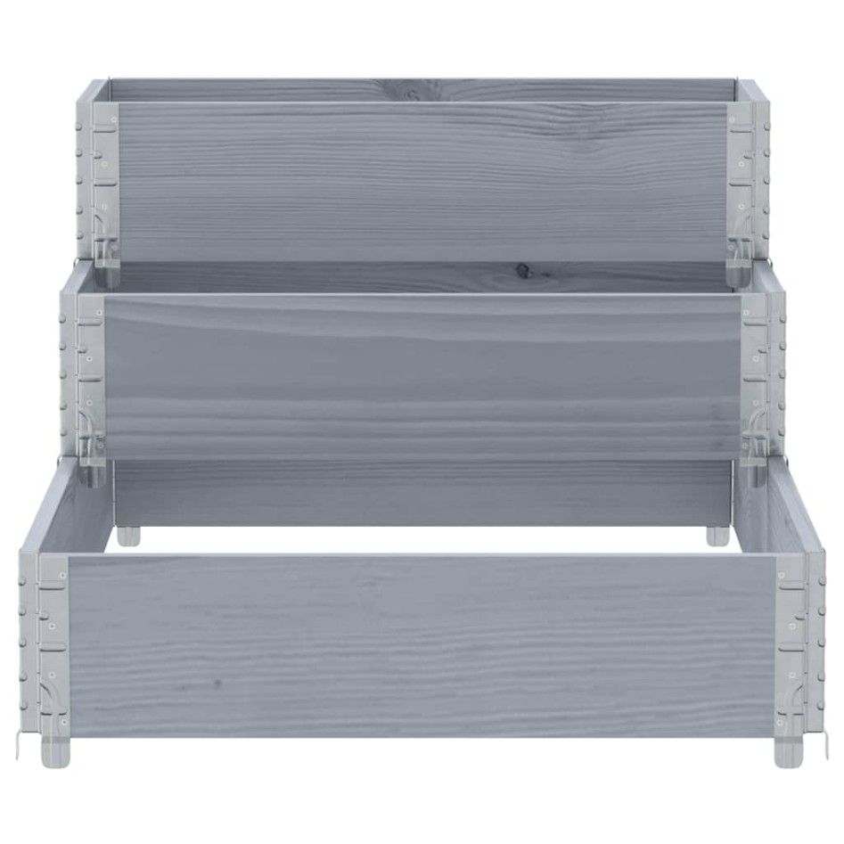 Arriate elevado de 3 niveles madera maciza pino gris 120x80