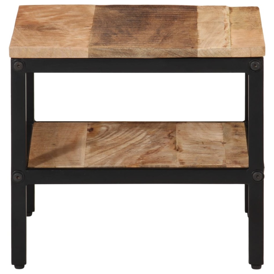 Mesa de centro de madera maciza de mango rugosa 35x35x30