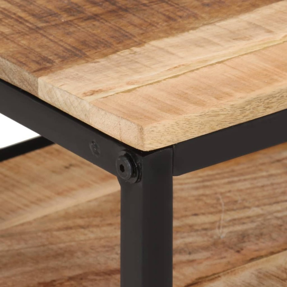 Mesa de centro de madera maciza de mango rugosa 35x35x30