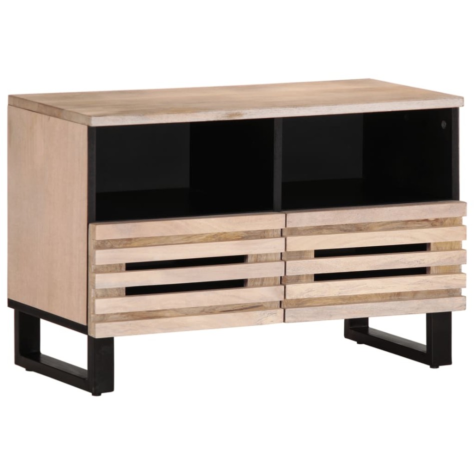 Mueble de TV madera maciza de mango blanco 70x34x46