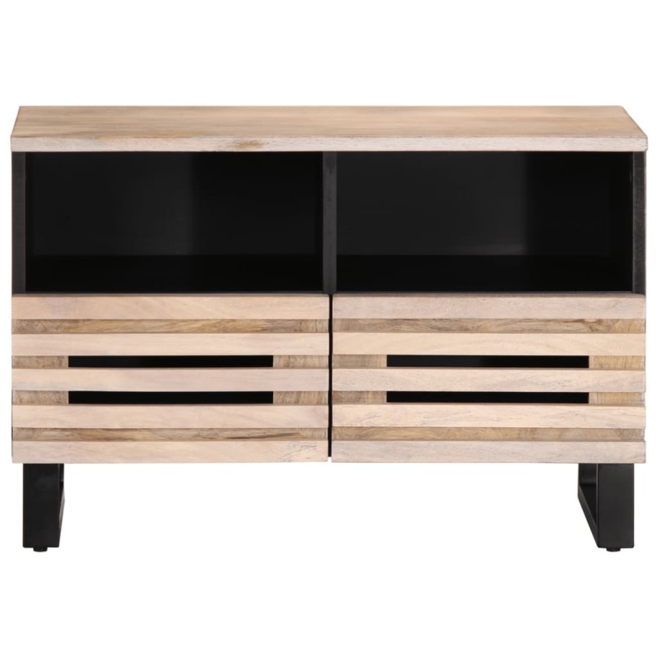 Mueble de TV madera maciza de mango blanco 70x34x46