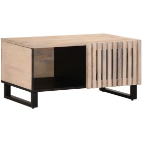 Mesa de centro de madera maciza de mango blanca 80x51x40