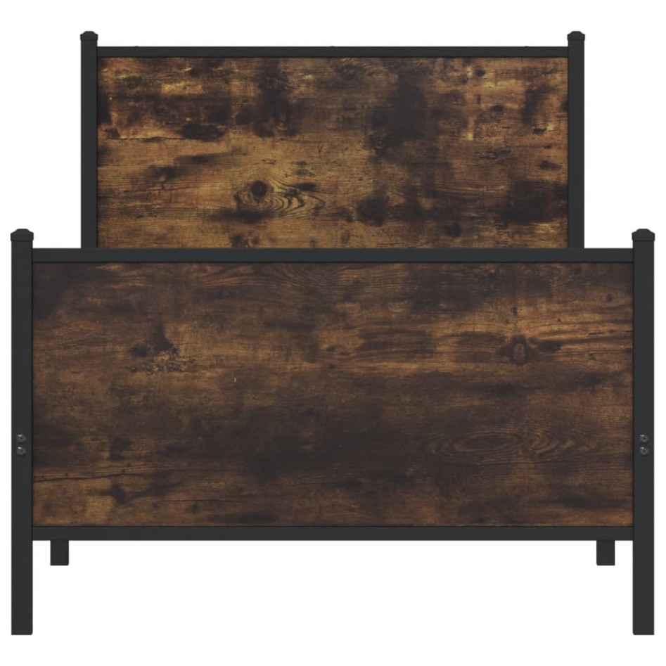 Estructura de cama sin colchón metal roble ahumado 90x200