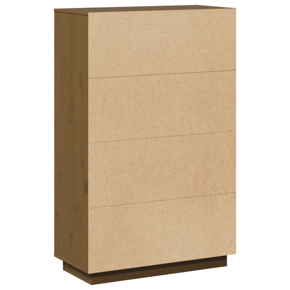 Aparador alto de madera maciza de pino marrón miel 74x35x117