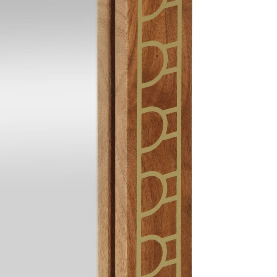 Espejo de baño madera maciza de acacia y vidrio 50x70x2,5