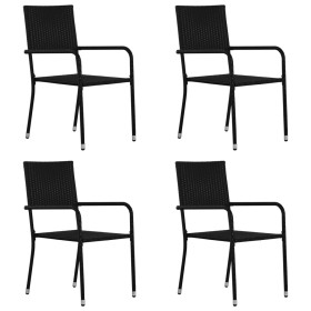 Sillas comedor de jardín apilables 4 uds ratán sintético