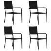 Sillas comedor de jardín apilables 4 uds ratán sintético negro