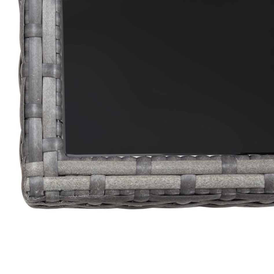 Mesa de jardín ratán sintético gris 80x80x74