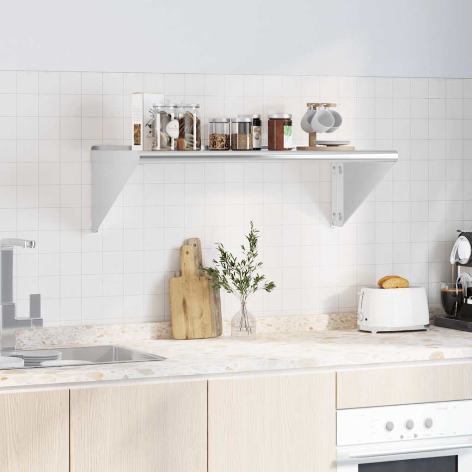 Estante de pared acero inoxidable plateado 100x45x31