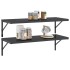 Estantes de pared 2 uds acero inoxidable negro 100x40x3