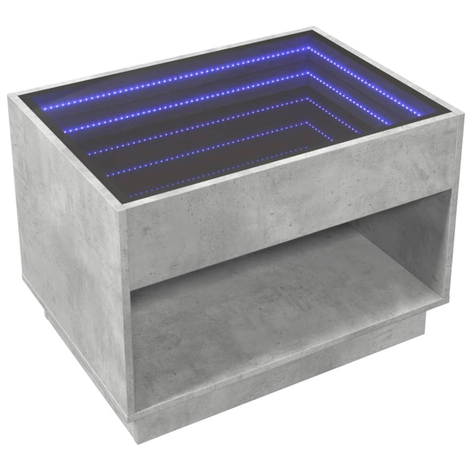 Mesa de centro con Infinity LED gris hormigón 70x50x50