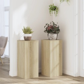 Soportes de plantas 2 uds madera roble Sonoma 30x30x70