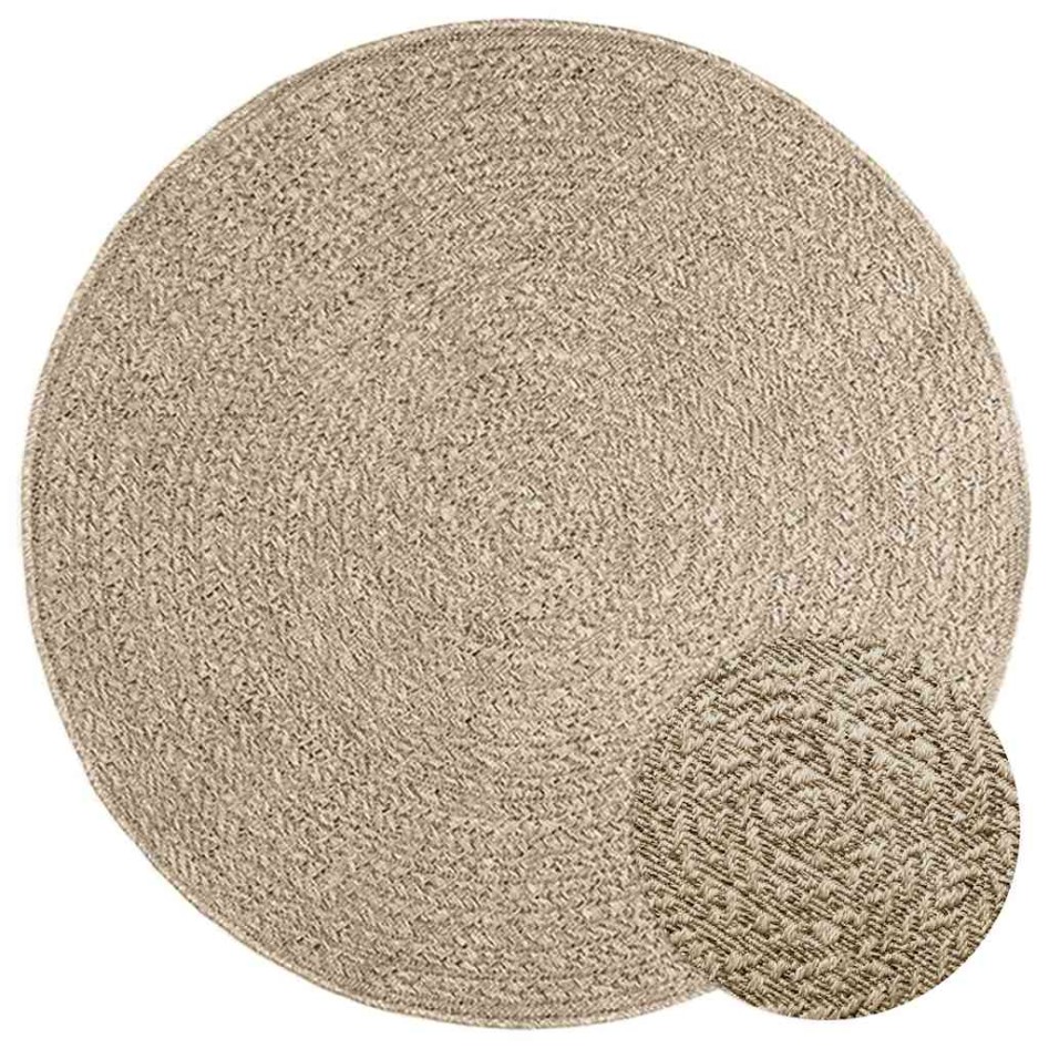 Alfombra ZIZUR aspecto yute interior/exterior beige Ø 120