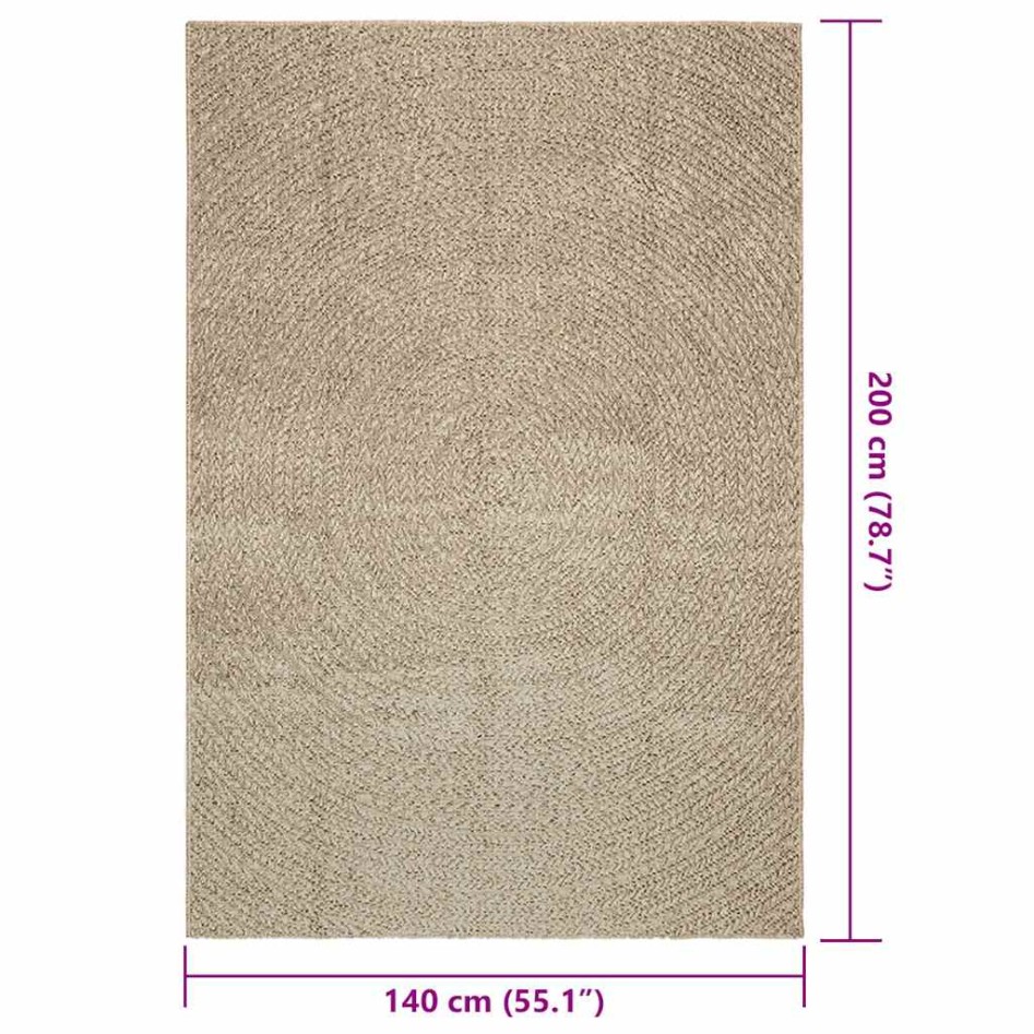 Alfombra ZIZUR aspecto yute interior/exterior beige 140x200
