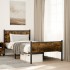 Estructura de cama sin colchón metal roble ahumado 100x200