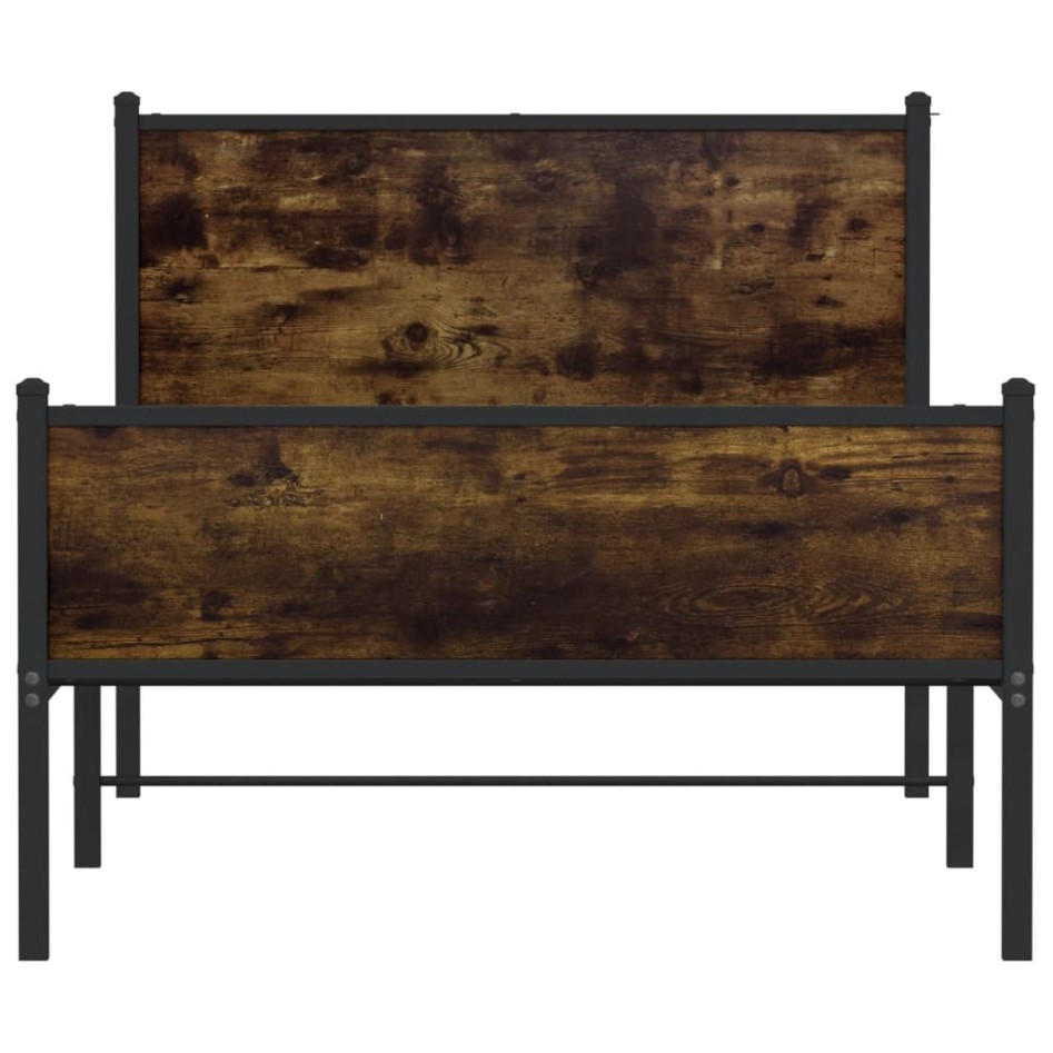 Estructura de cama sin colchón metal roble ahumado 100x200