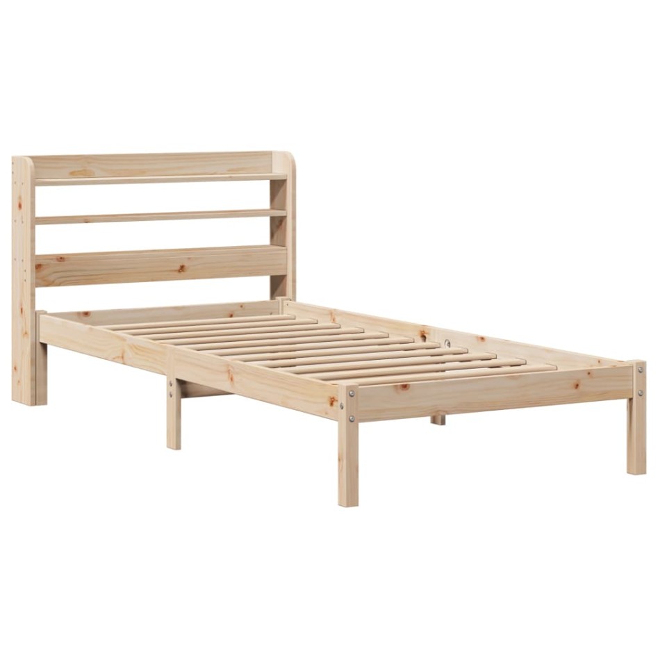 Estructura de cama sin colchón madera maciza pino 75x190