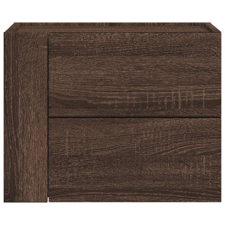 Mesitas de noche de pared 2 uds color marrón roble 45x30x35