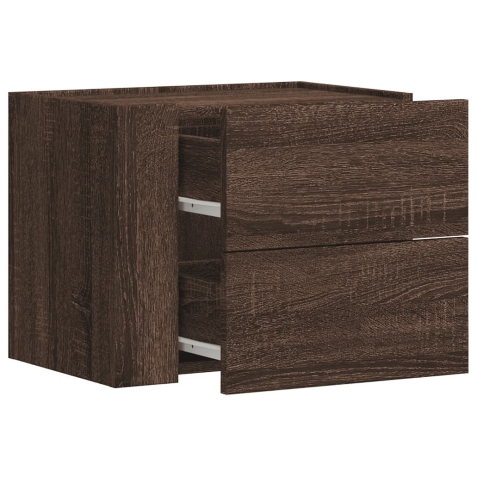 Mesitas de noche de pared 2 uds color marrón roble 45x30x35