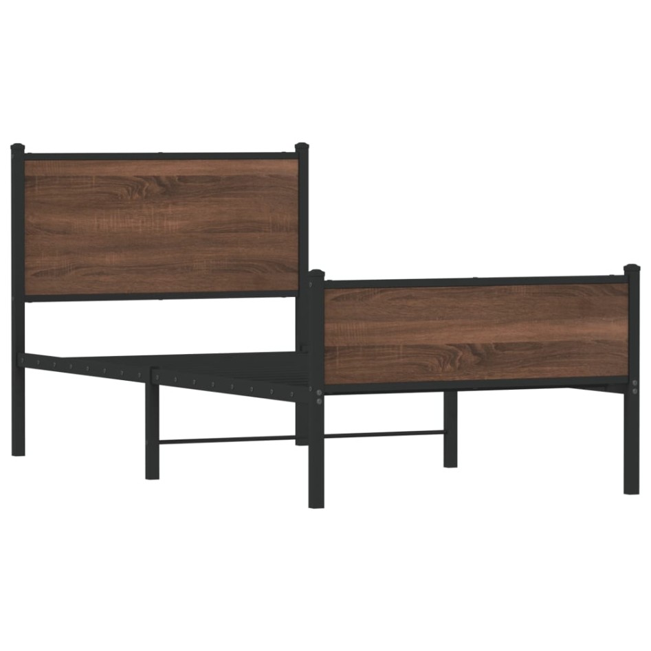 Estructura de cama sin colchón metal marrón roble 80x200
