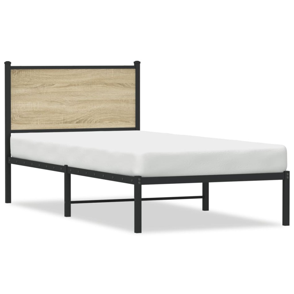 Estructura de cama sin colchón metal roble Sonoma 90x190