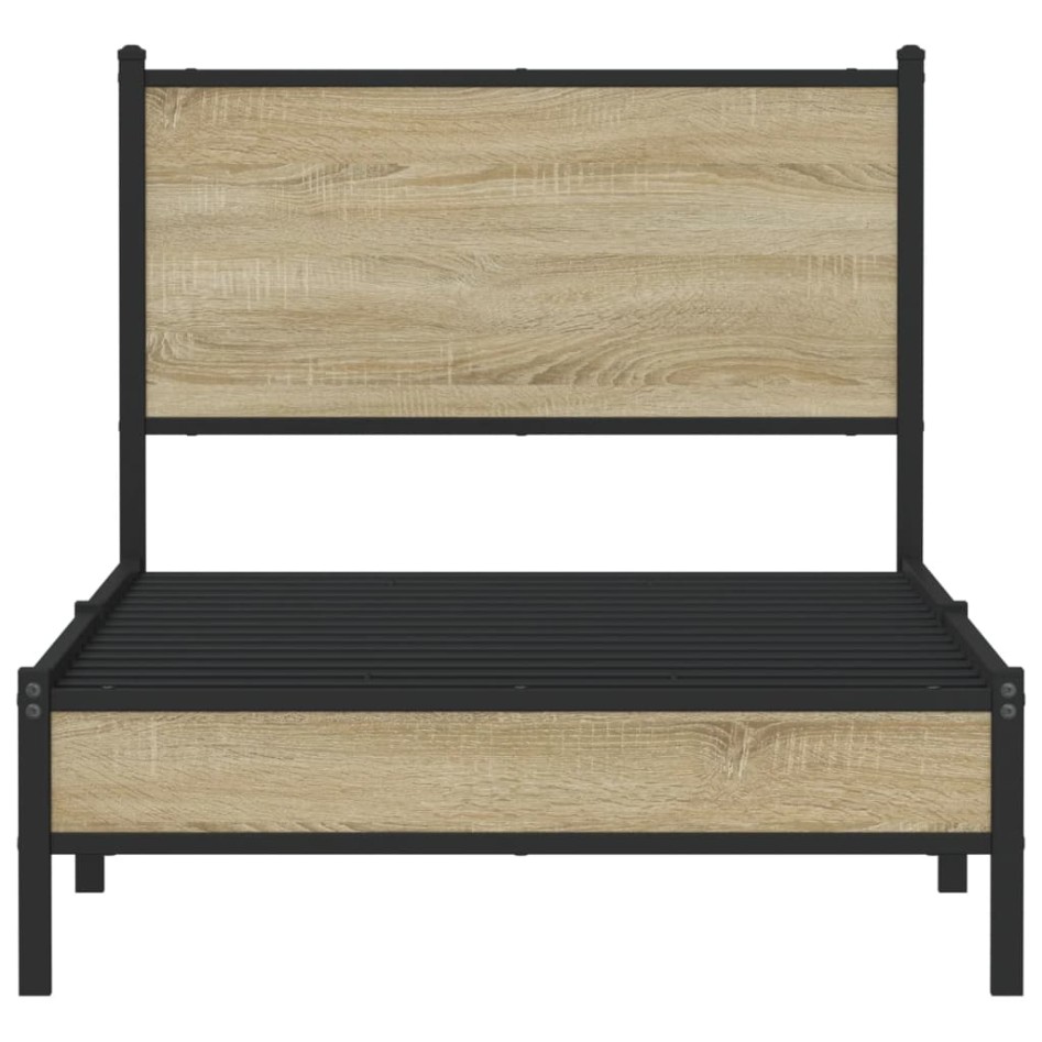 Estructura de cama sin colchón metal roble Sonoma 75x190