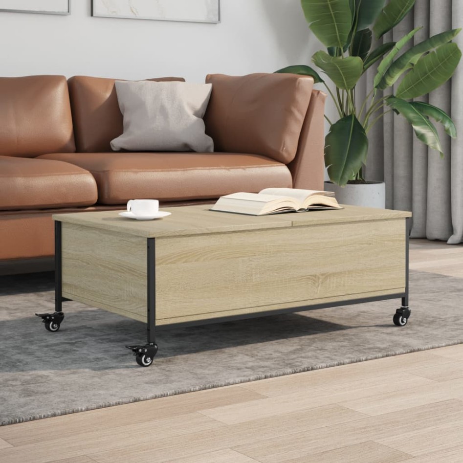 Mesa de centro con ruedas madera ingeniería Sonoma 91x55x34