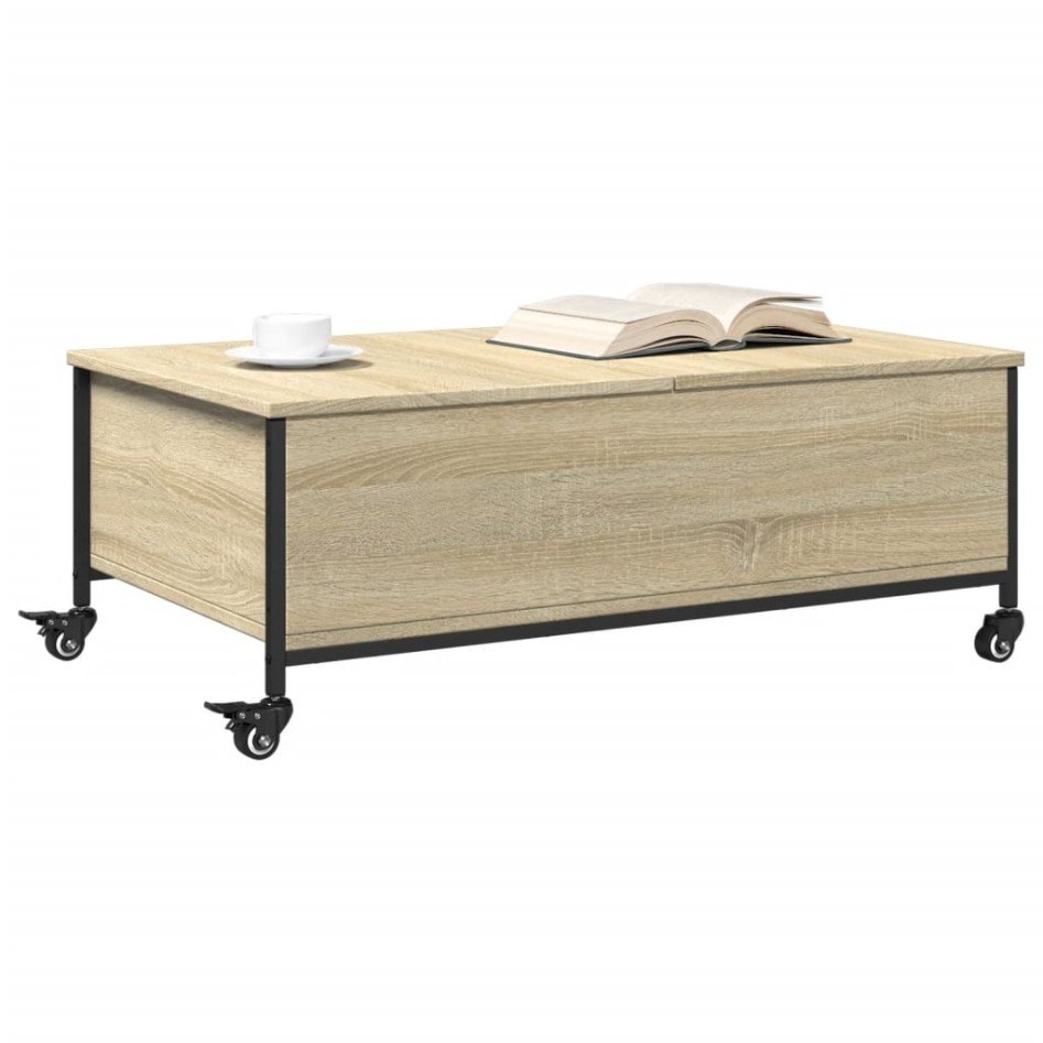 Mesa de centro con ruedas madera ingeniería Sonoma 91x55x34