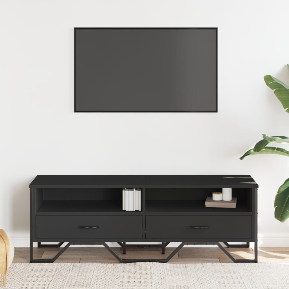 Mueble de TV madera de ingeniería negro 122x34x41