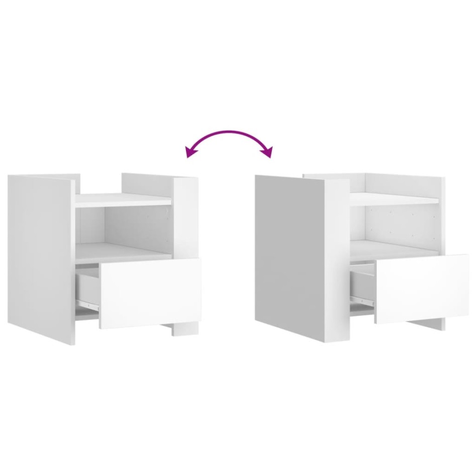 Mesita de noche madera de ingeniería blanco 45x50x50