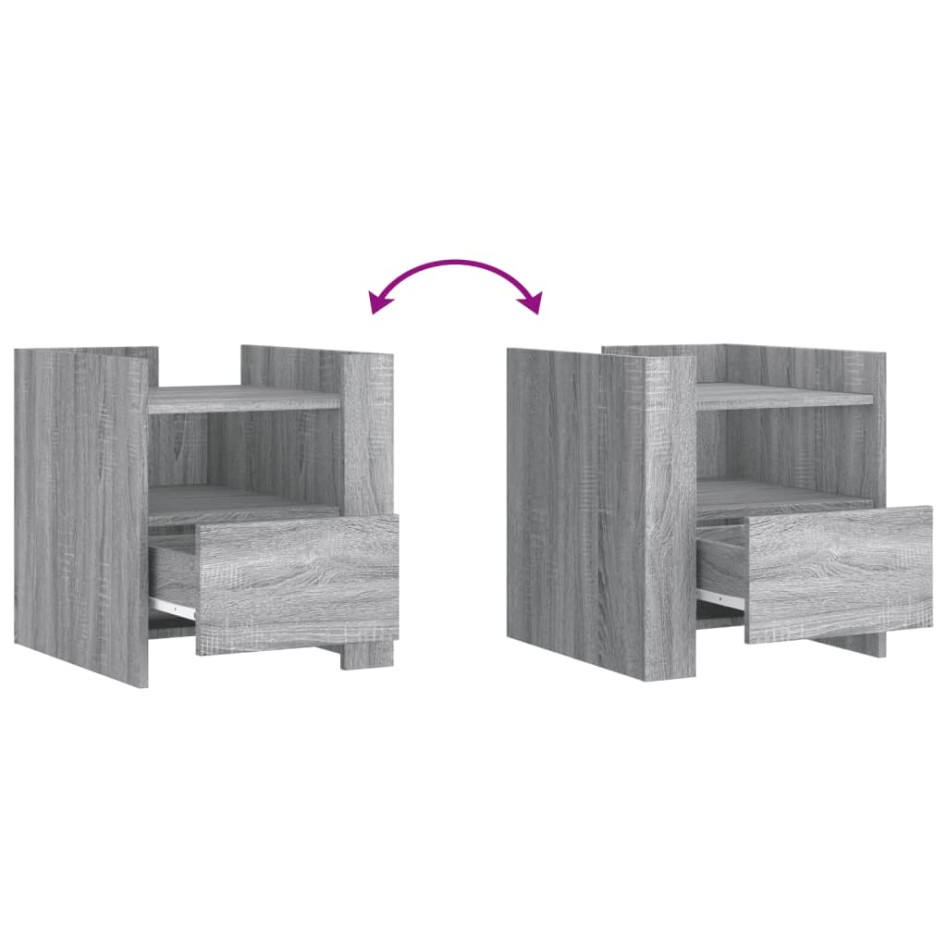 Mesita de noche madera de ingeniería gris Sonoma 45x50x50