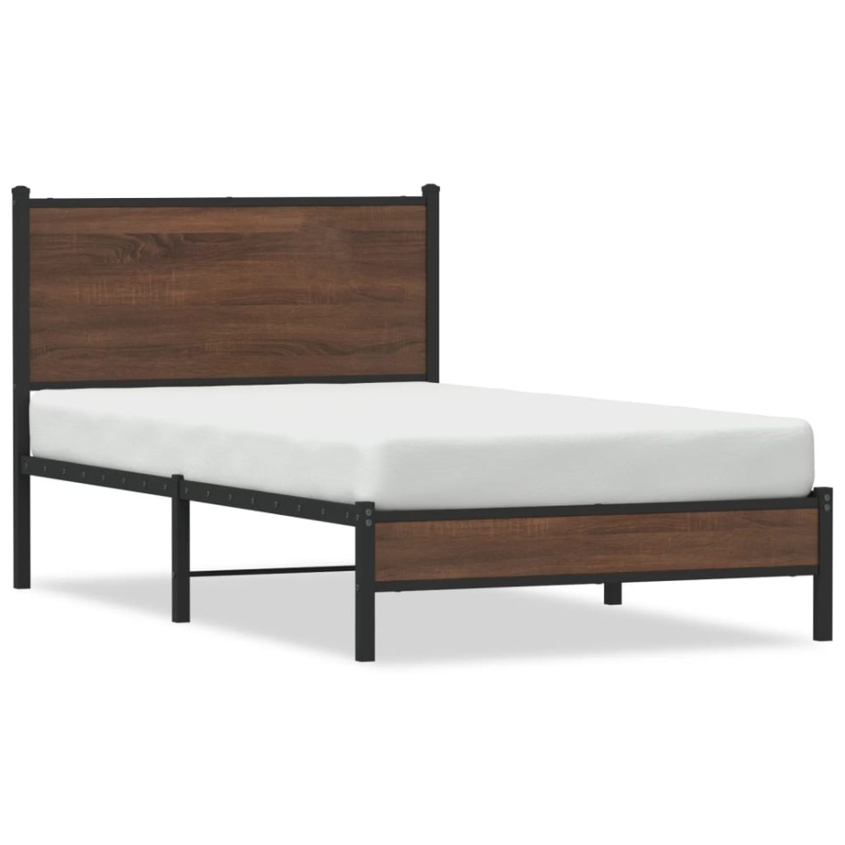 Estructura de cama sin colchón metal marrón roble 100x190