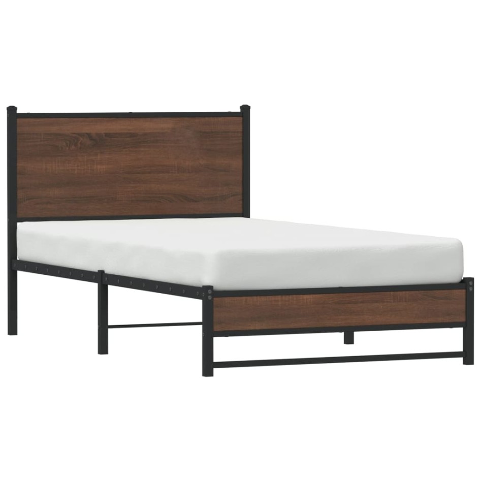 Estructura de cama sin colchón metal marrón roble 100x200