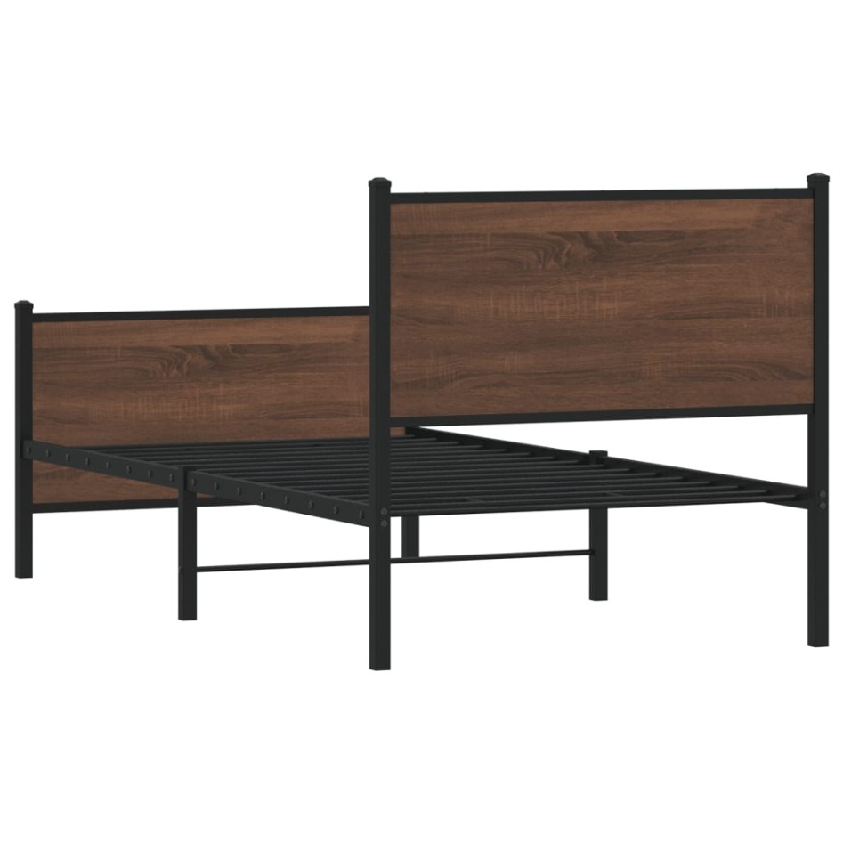 Estructura de cama sin colchón metal marrón roble 90x200