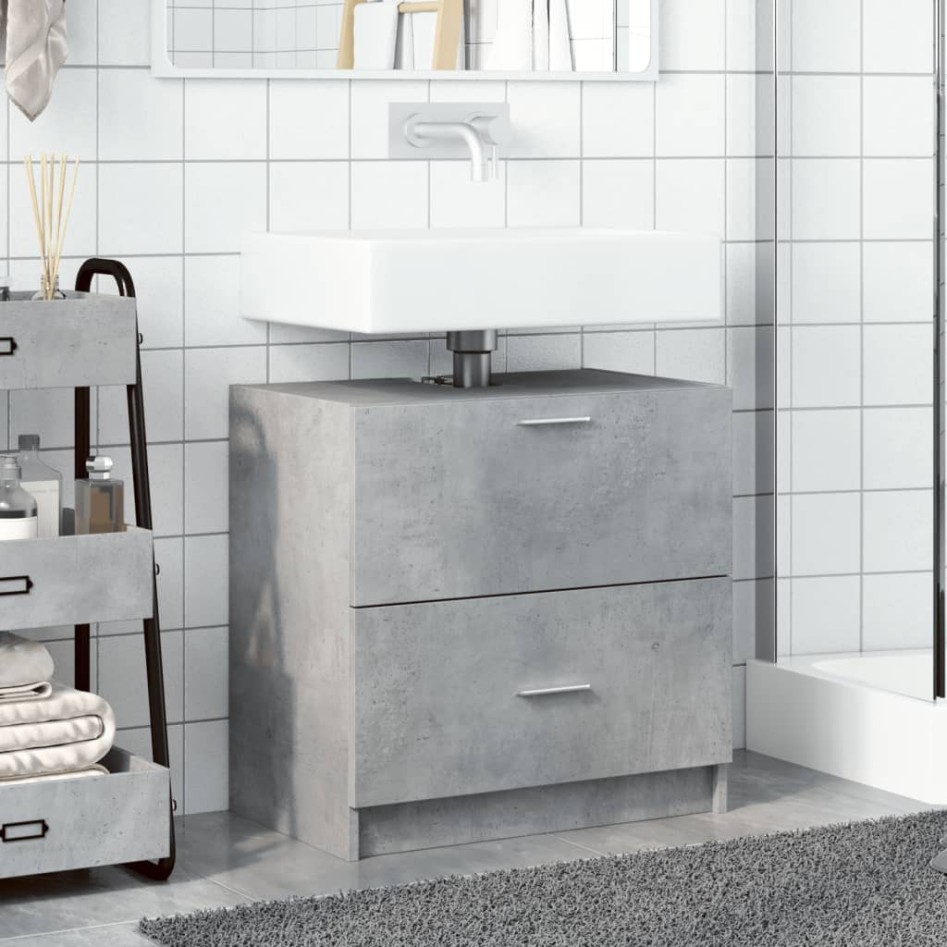 Armario de lavabo madera ingeniería gris hormigón 59x37x59