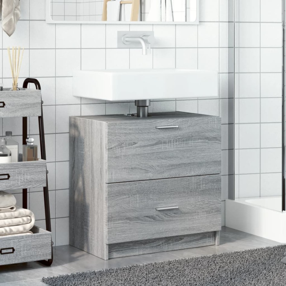 Armario de lavabo madera de ingeniería gris Sonoma 59x37x59