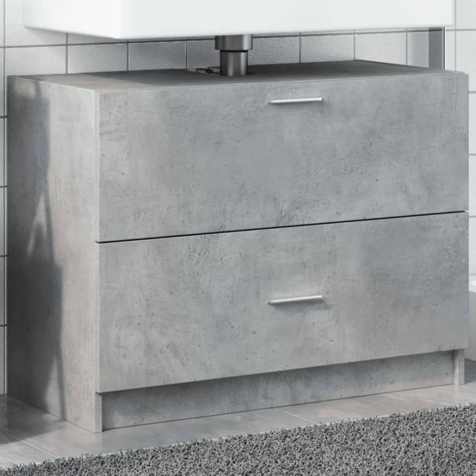 Armario de lavabo madera ingeniería gris hormigón 78x37x59