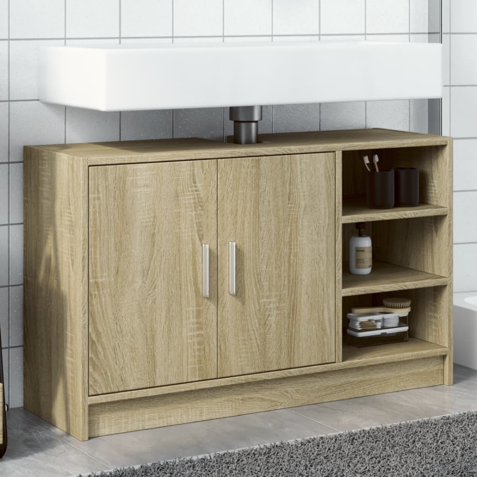 Armario de lavabo madera de ingeniería roble Sonoma 90x29x55