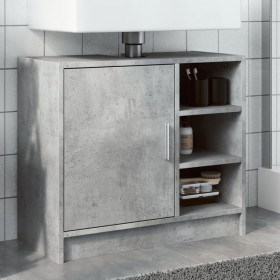 Armario de lavabo madera ingeniería gris hormigón 63x29x55