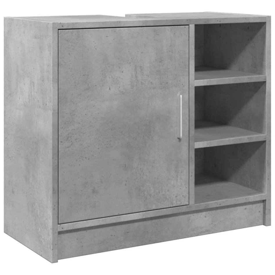 Armario de lavabo madera ingeniería gris hormigón 63x29x55