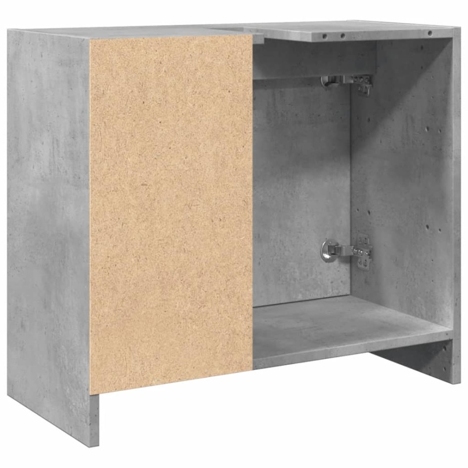 Armario de lavabo madera ingeniería gris hormigón 63x29x55