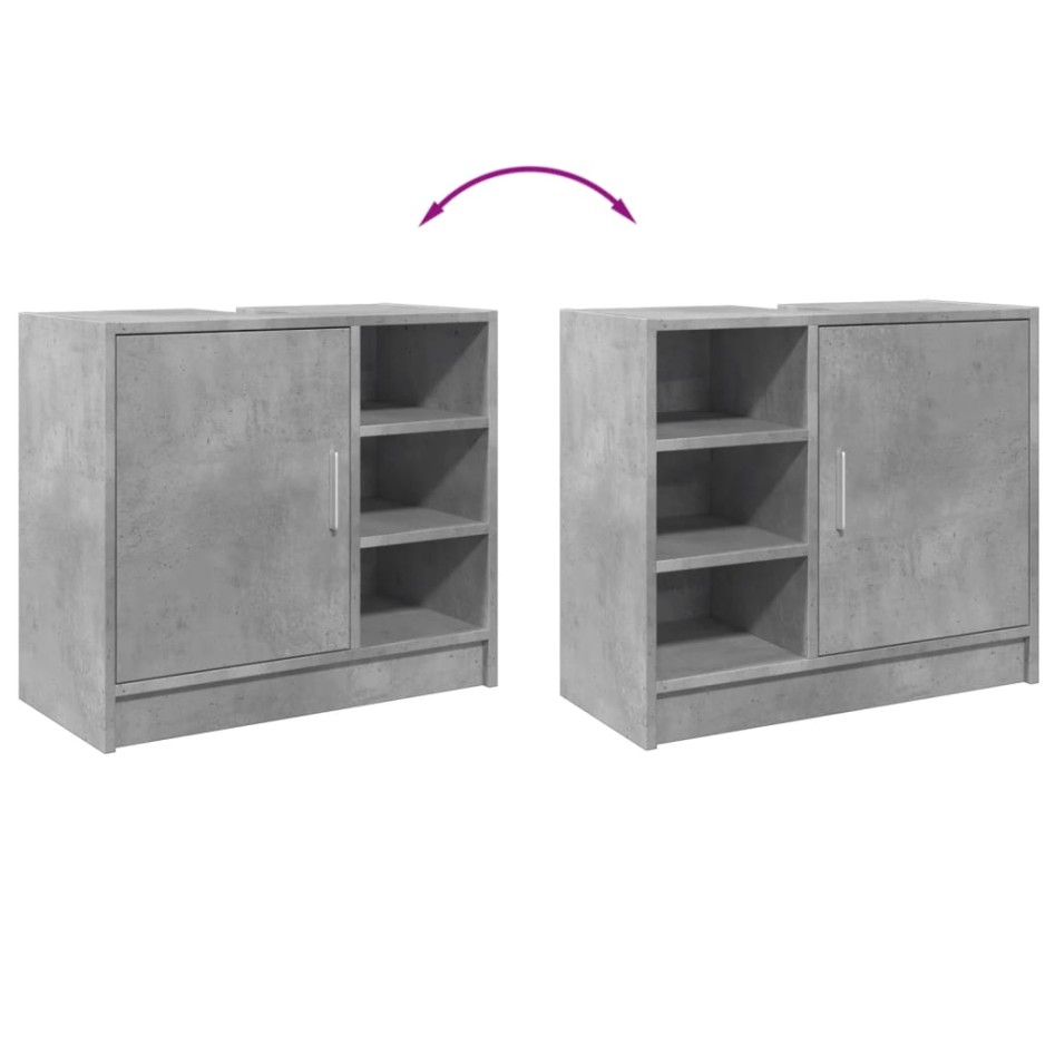 Armario de lavabo madera ingeniería gris hormigón 63x29x55