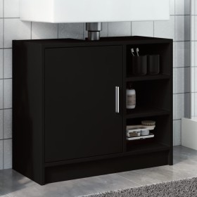 Armario para lavabo madera de ingeniería negro 63x29x55